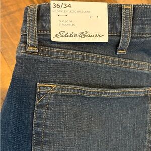 Eddie Bauer Men’s Classic Straight Leg Jeans -fleece lined- Dark Blue
